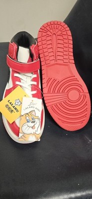 LALAHU Kids Red White High Top Athletic Sneakers Tiger Cartoon Animal