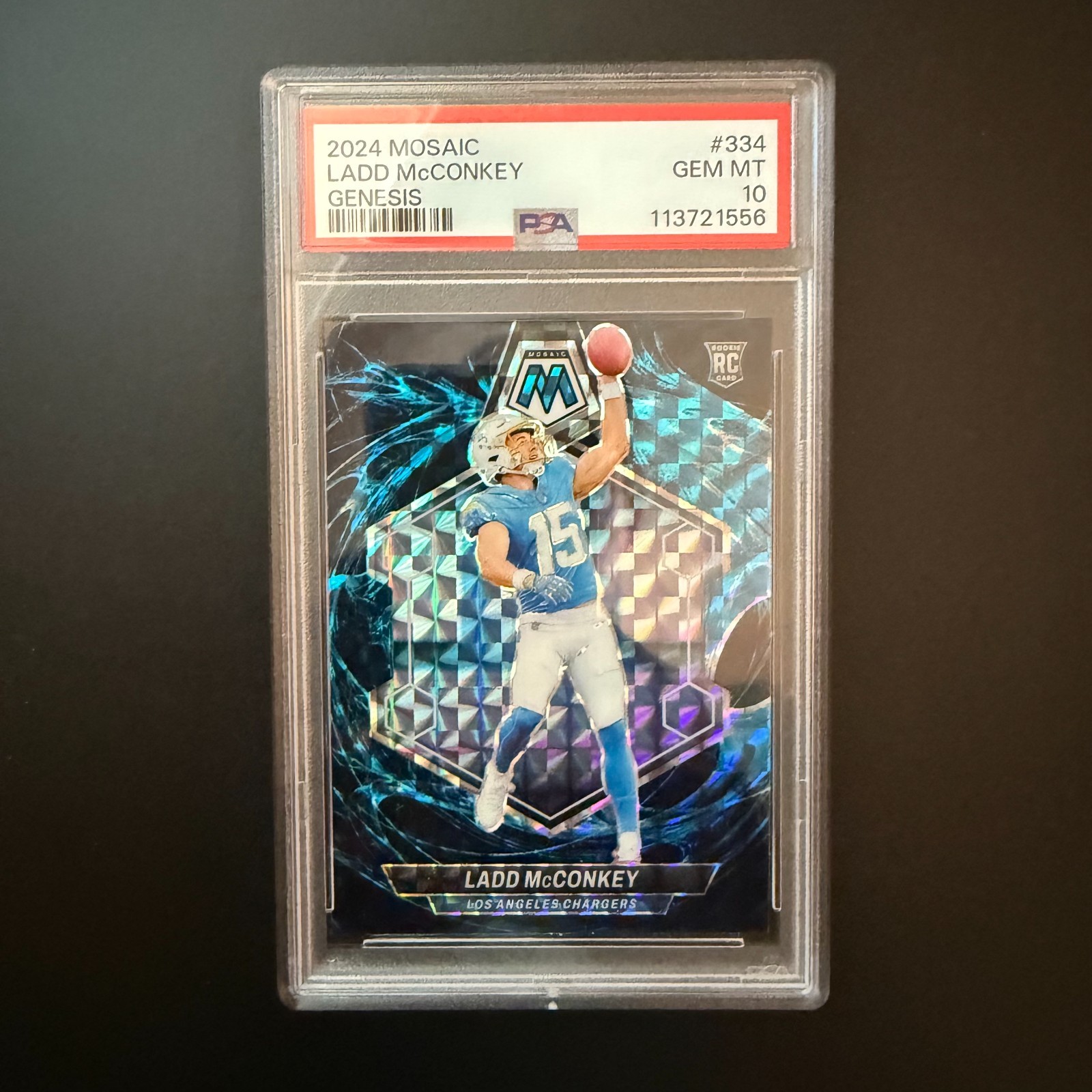 2024 Panini Mosaic - Ladd McConkey #334 Genesis (RC) - PSA 10