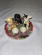 Vtg Miniature 1995 Hey Diddle Diddle Tea Set Decorative Cat  Fiddle Cow  Moon