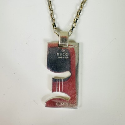 Gucci Zwillinge 925 Sterling Silber Sternzeichen Anhänger Kette Halskette Made In Italy