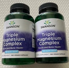 2 Pack Triple Magnesium Complex 200 Vegan Caps 400 mg Nerve, Muscle, Bone Health