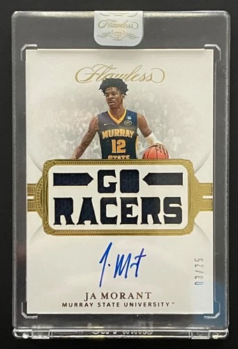 2019 20 Panini Flawless Collegiate Ja Morant Rookie Auto Team Slogan Jersey 3/25
