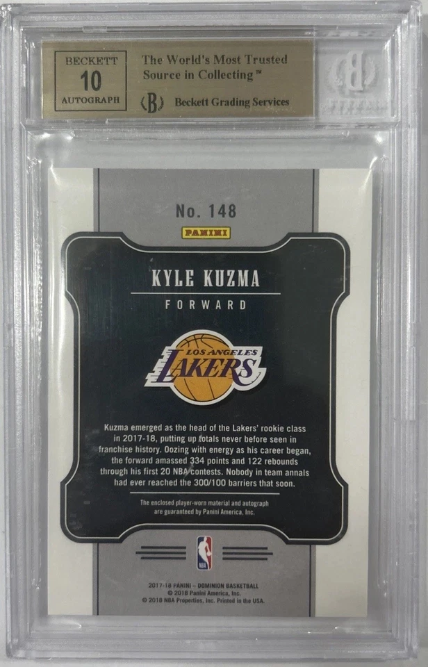 2017-18 Panini Dominion - Rookie Jersey Auto Kyle Kuzma #148 /199 (AU, MEM, RC) - Image 2 of 2