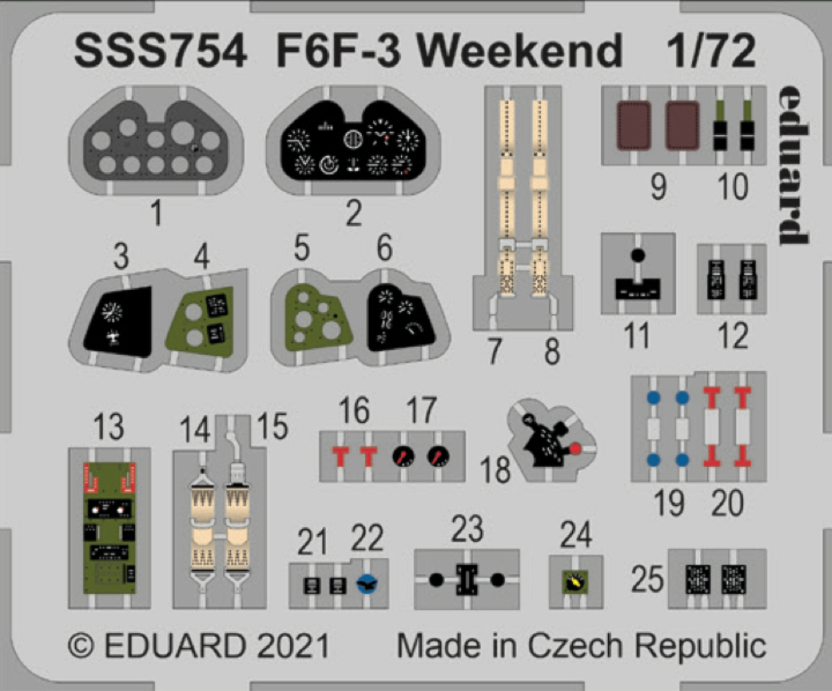 Eduard SS754 1:72 F6F-3 Hellcat Weekend to be used with Eduard