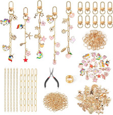 378 Pcs Keychain Making Kit - DIY Bag Charm Kit with Box, 55 Charms, 10 Keych...