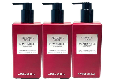 3 VICTORIA'S SECRET BOMBSHELL MIDNIGHT FINE FRAGRANCE LOTION 8.4 FL OZ NEW