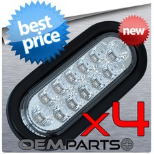 4pc New 6 Clear White Oval Led Grommet Mount Reverse Backup Light Truck Trailer