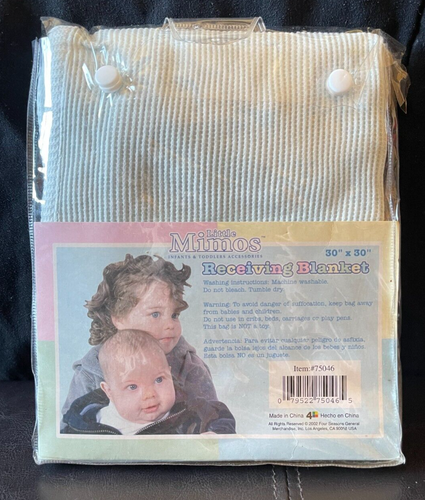 NEW Vtg 2002 Little Mimos Thermal Receiving Blanket Baby Blue Teddy Bear 30x30 - Picture 2 of 3