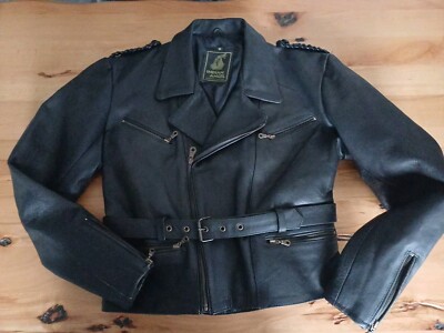 Indian Angel Bikerlederjacke Size M Reißverschluss Brust/Seitentaschen Gürtel...