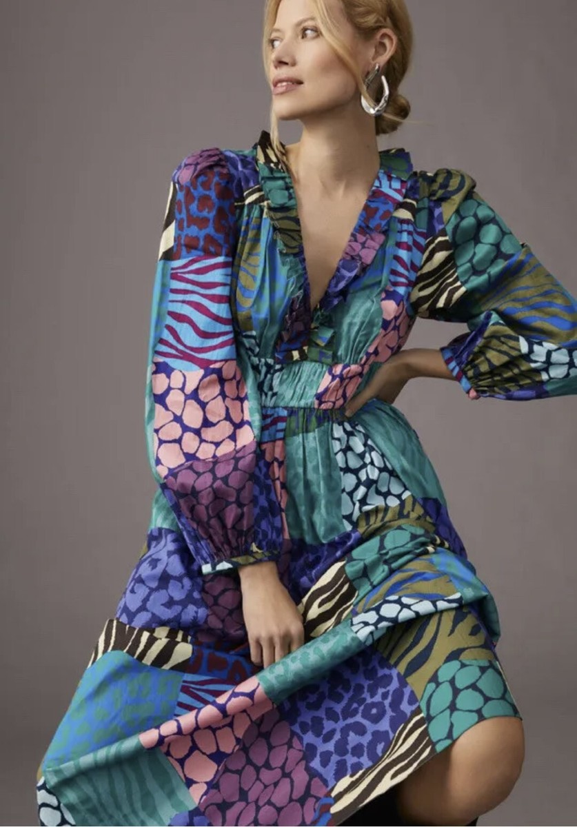 geisha designs dresses Anthropologie Size S Patchwork Maxi Dress Animal Print NWT 🩷🐾 simple silver dress design Christmas Dresses for Women prom dresses pleated Size:wholesale_32