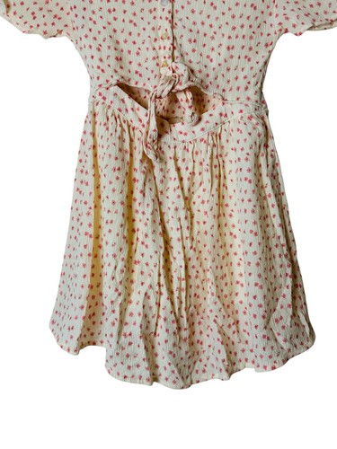 Zara Fit & Flare Dress Tie Front Pink Daisy Floral Short Sleeve Girls Size 7Y - Picture 5 of 6