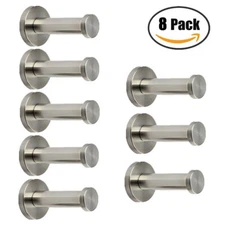 8PCS Stainless Steel Hanging Hook Clothes Hat Coat Robe Wall Door Hangers Hooks