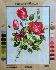 Needlepoint Painted Canvas Gobelin 10468 Flowers 16"x20" by Collection D'Art