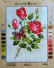 Needlepoint Painted Canvas Gobelin 10468 Flowers 16"x20" by Collection D'Art