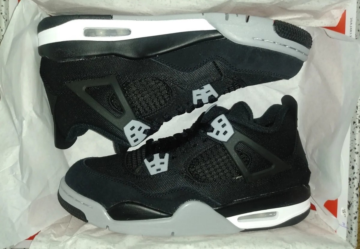 靴 Air Jordan 4 SE Black and Light Steel Air Jordan 4 Retro SE 'Blk Canvas' (GS) Black/LT Steel Grey
