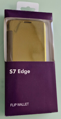 Hülle Samsung Galaxy S7 Edge, GOLD, Klapphüle, Schutz, Etui, AOD nutzbar