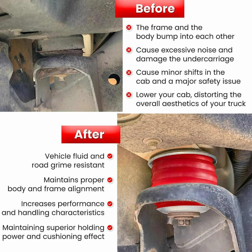 Kit de buje de montaje de cabina de carrocería KF04060BK para Ford F250 F350 Super Duty 2008-16 2/4x2 Foto 4 de 4