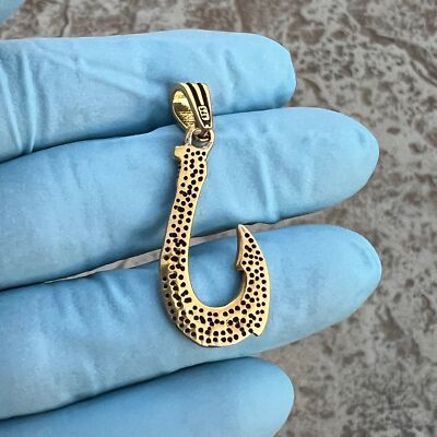 14k Gold Plated Real 925 Silver Hawaiian Fishing Fish Hook Tribal Makau Pendant | eBay 14k Gold Plated Real 925 Silver Hawaiian Fishing Fish Hook Tribal Makau Pendant | eBay