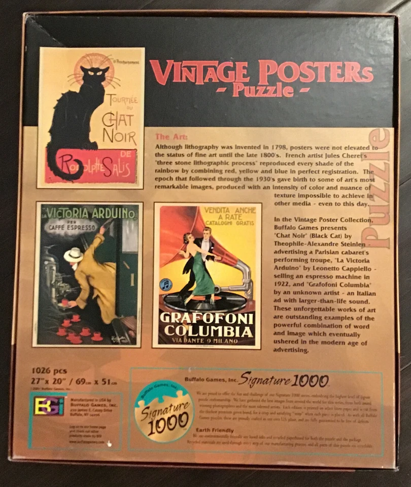 Rompecabezas de carteles vintage Grafofoni Columbia ia Via DANTE 9 MILano 1000 piezas  Foto 3 de 4