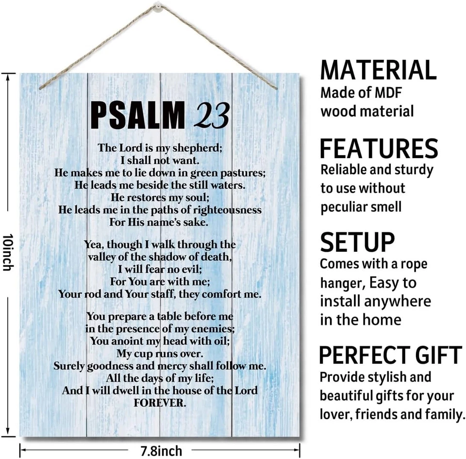 Inspirational Wood Art Signs, Psalms 23- the Lord Is My Shepherd, Bible Verse - Image 3 of 4