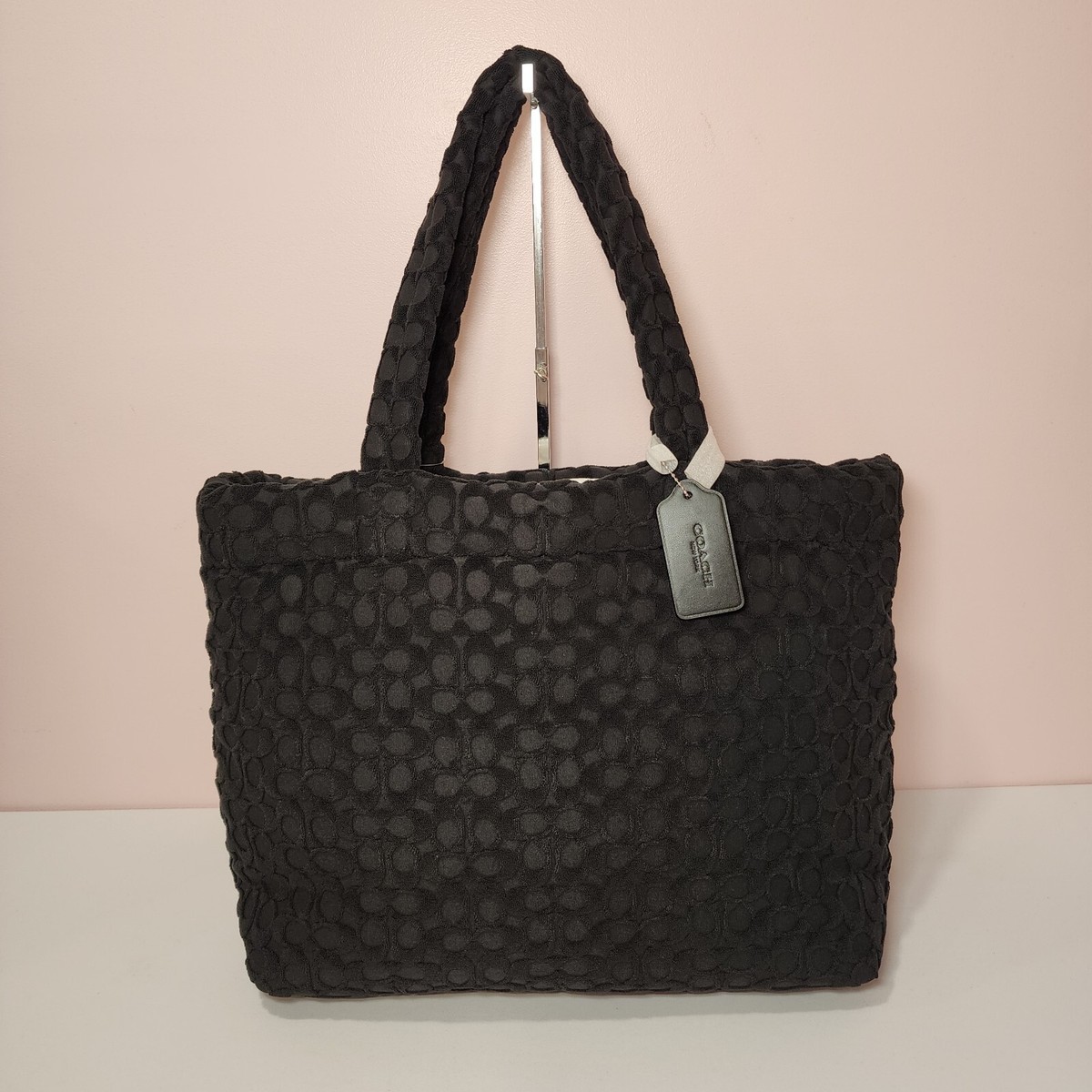 NWT Coach CT764 Signature Terry Tote Bag Black | eBay