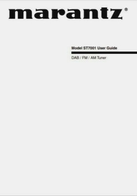Marantz ST7001 - FM/AM Radio Tuner - Bedienungsanleitung - BENUTZERHANDBUCH 