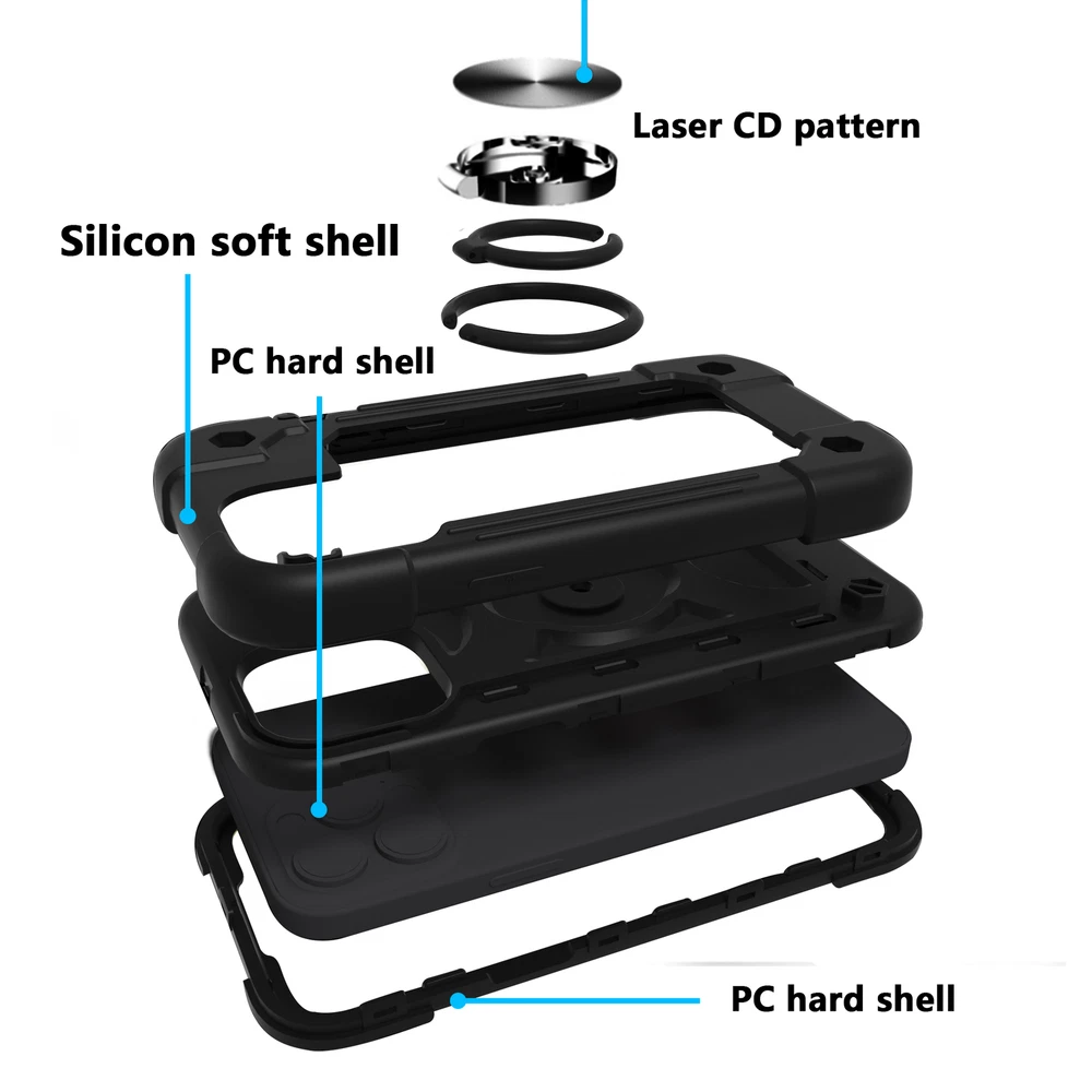 Shockproof iPhone 13 Case with Ring Stand Holder Cover