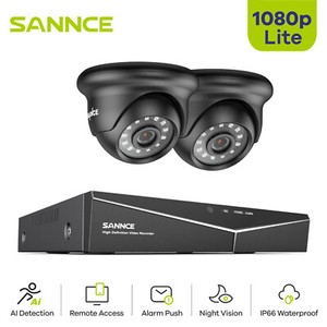 SANNCE 4CH 1080P 5in1 HDMI DVR 2MP Système de caméra de sécurité extérieur AI Détection
