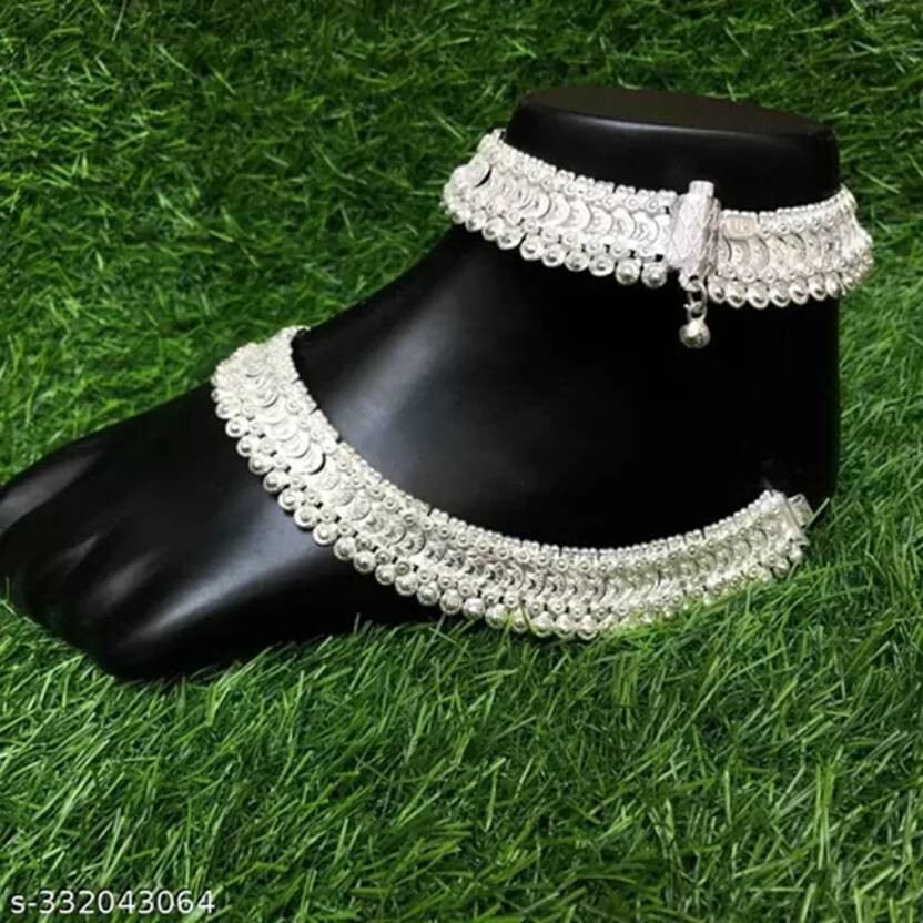 Anklet Silver Plated Ankle Chain Indian Party Foot Bracelet Women Anklets Payal-image