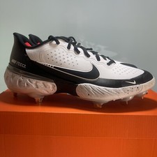 Nike Alpha Huarache Elite 3 Low White Black Sz 9 Metal Cleats Men's cv3552-105