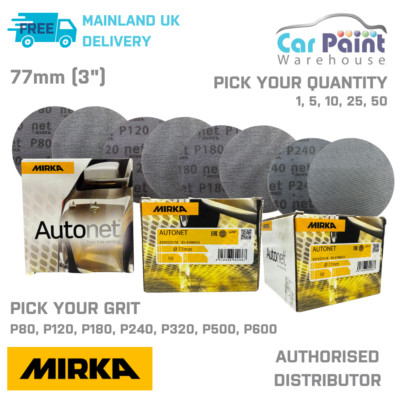 Mirka Autonet Hook n Loop Schleifscheiben H&L 77 mm 3'' Schleifpapierscheiben Abranet