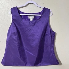 Tally Taylor Womens Top 16 Purple Shiny Sleeveless Formal Blouse Side Zip Lined