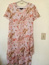 R&M RICHARDS WOMAN Womens Floral Short Sleeve Tea-Length Shift Dress Sz 10 USA
