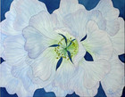 PAINTING WATERCOLOR ORIGINAL ART FLOWER ANEMONE BLUE LAVENDER 11X14 MAT 16X20
