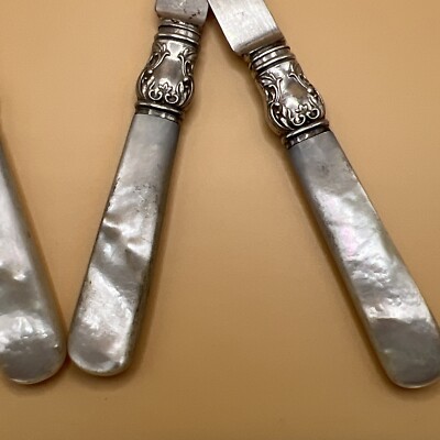 【廃盤・希少！】ビンテージカトラリー4本♪新品★匿名配送♪ 1855 Antique Pearl Handled Meriden Cutlery Co 4 Knifes With