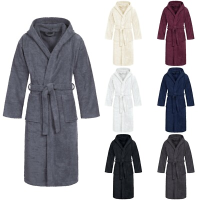 Kapuzen Bademantel UNISEX Saunamantel Morgenmantel 100% Baumwolle Damen Herren