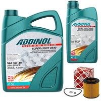 MotoröL Set Addinol 5W-40 Super Light 6 Liter + ÖLfilter FüR BMW X4 3Er 4Er 428I