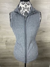 LANDS' END Zip Up Sleeveless Gray Fleece Vest Jacket Girl's Size Large 14-16