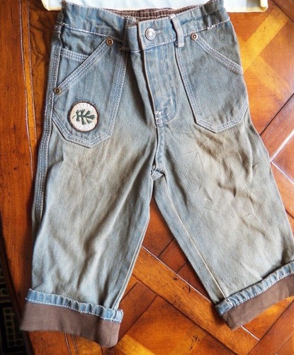 Faded Blue Jeans with brown cuff 