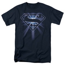 SUPERMAN GLOWING SHIELD Licensed Adult Men's Graphic Tee Shirt SM-5XL