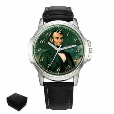 PRÄSIDENT ABRAHAM LINCOLN HERREN ARMBANDUHR GEBURTSTAG GESCHENK GRAVUR