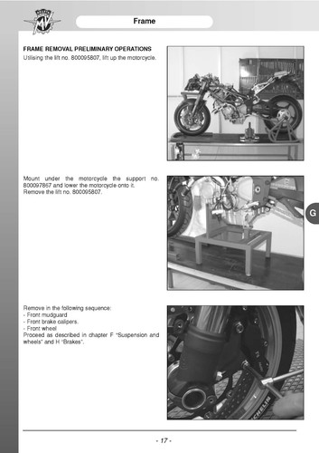 MV Agusta Service Chassis Manual 2009 F4 1000 S, F4 1000 S 1+1 & F4 1000 AGO - Picture 6 of 12