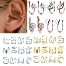 4-12x Ear Cuff Stainless Steel Helix Cartilage Clip On Wrap Non Piercing Set 16g