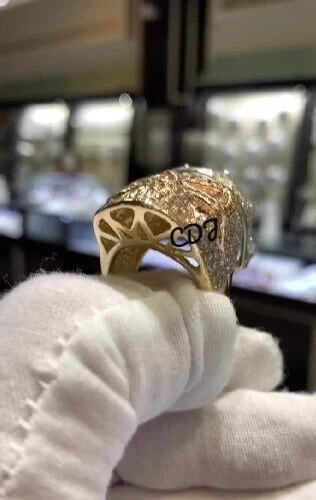 Joyería para Hombres Anillo Cabeza de Rey Calavera Elegante Circonita Cúbica Blanca y Amarilla Plata 925 Foto 4 de 4