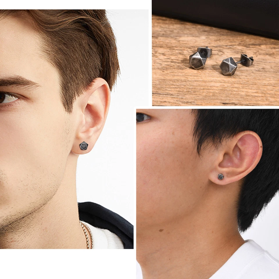 VNOX Hombres Pendientes Acero Inoxidable Nuevos Punk Joyería Pendientes Hipoalergénicos Foto 3 de 4