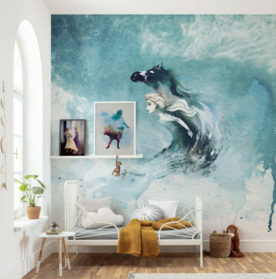 Disney Vlies Tapete Wandbild 250x250cm Frozen Blau Gemälde Mädchenzimmer Elsa