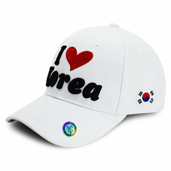 【LMR】韓国人気★BASIC SILICONE EMBROIDERED WAPPEN BALL CAP 3D I Love Korea Embroidery 6 Panel Baseball Cap Hat Unisex