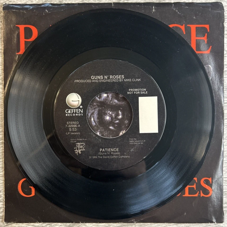 GUNS N' ROSES "Patience" 1988 7" 45rpm Single Geffen Records – 7-22996-A PROMO Foto 3 de 4