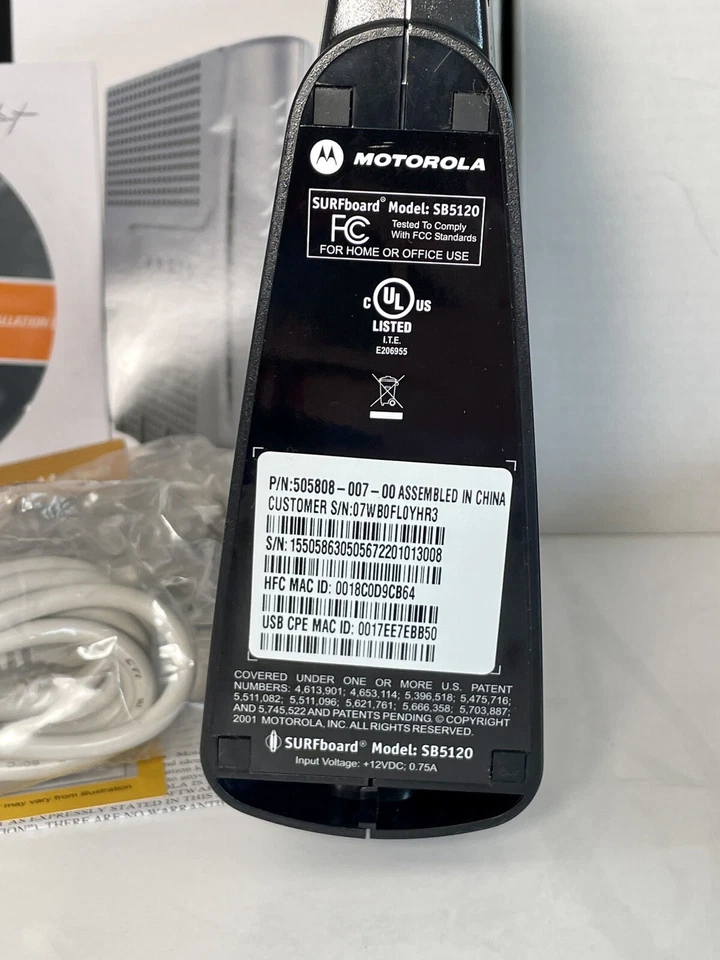 Motorola Arris SURFboard MODEM Model SB5120 Original Box Installation CD &Cables - Image 3 of 4