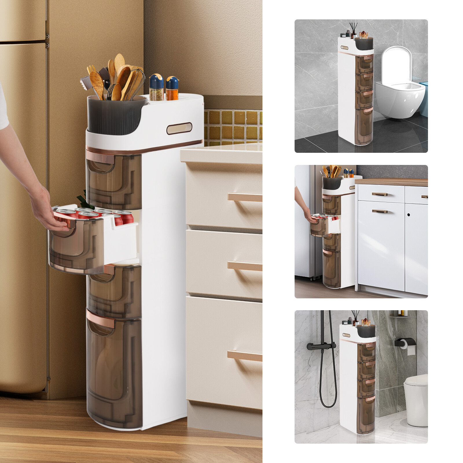 4 Drawer Narrow Slim Mobile Storage Organizer Rolling Shelf Storage Cart